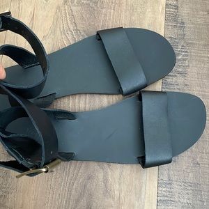 Black leather sandals